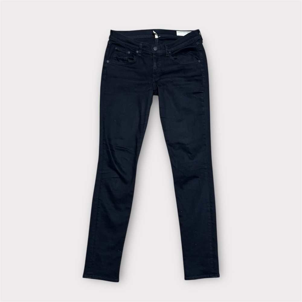 027 RAG & BONE Cate Ankle Low-Rise Skinny Jean, Coal Black, Sz 28